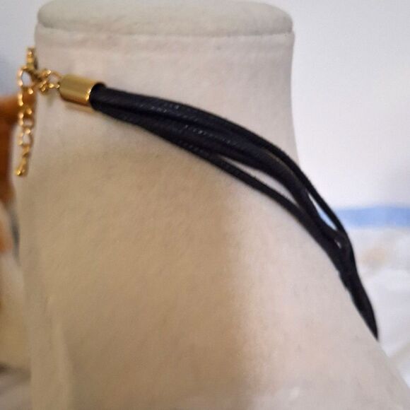 A Park Lane Ladies' Necklace Elegant Evening Black Onyx Two Tone Metal Choker - Picture 7 of 11
